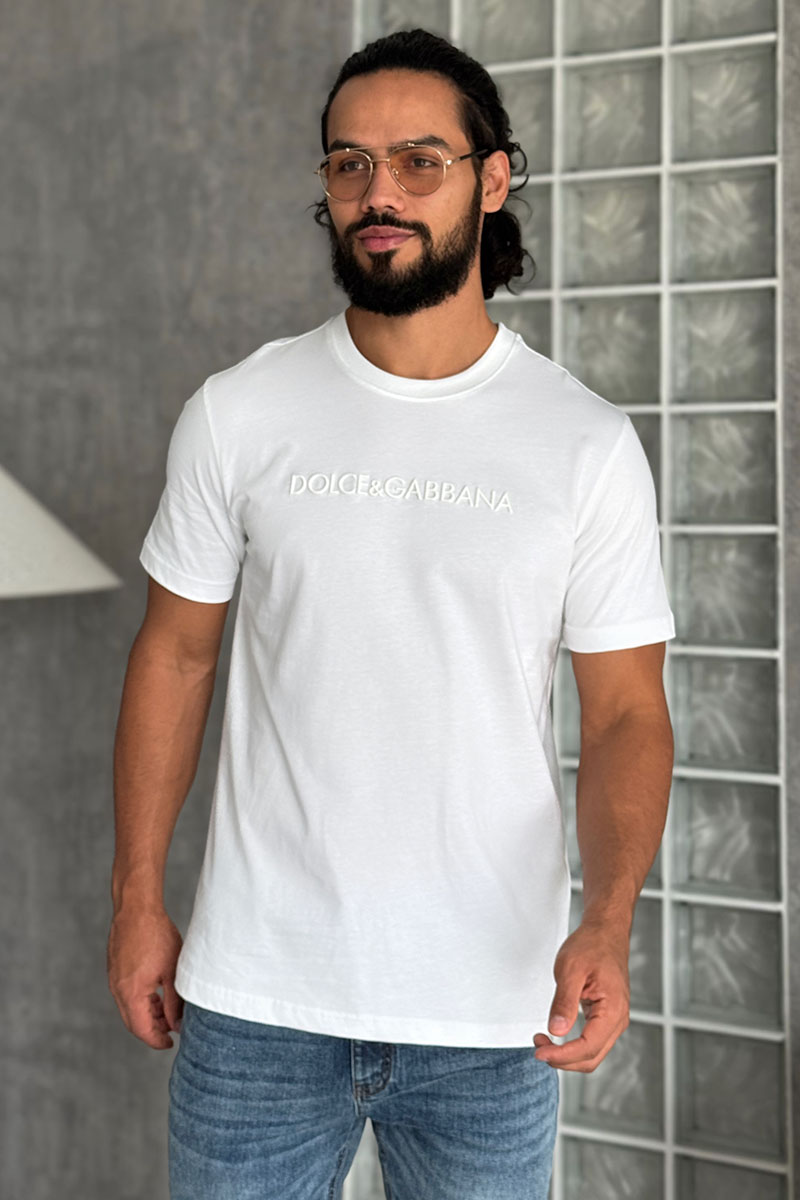 Dоlсе & Gаbbаnа Мужская белая футболка logo-embroidered