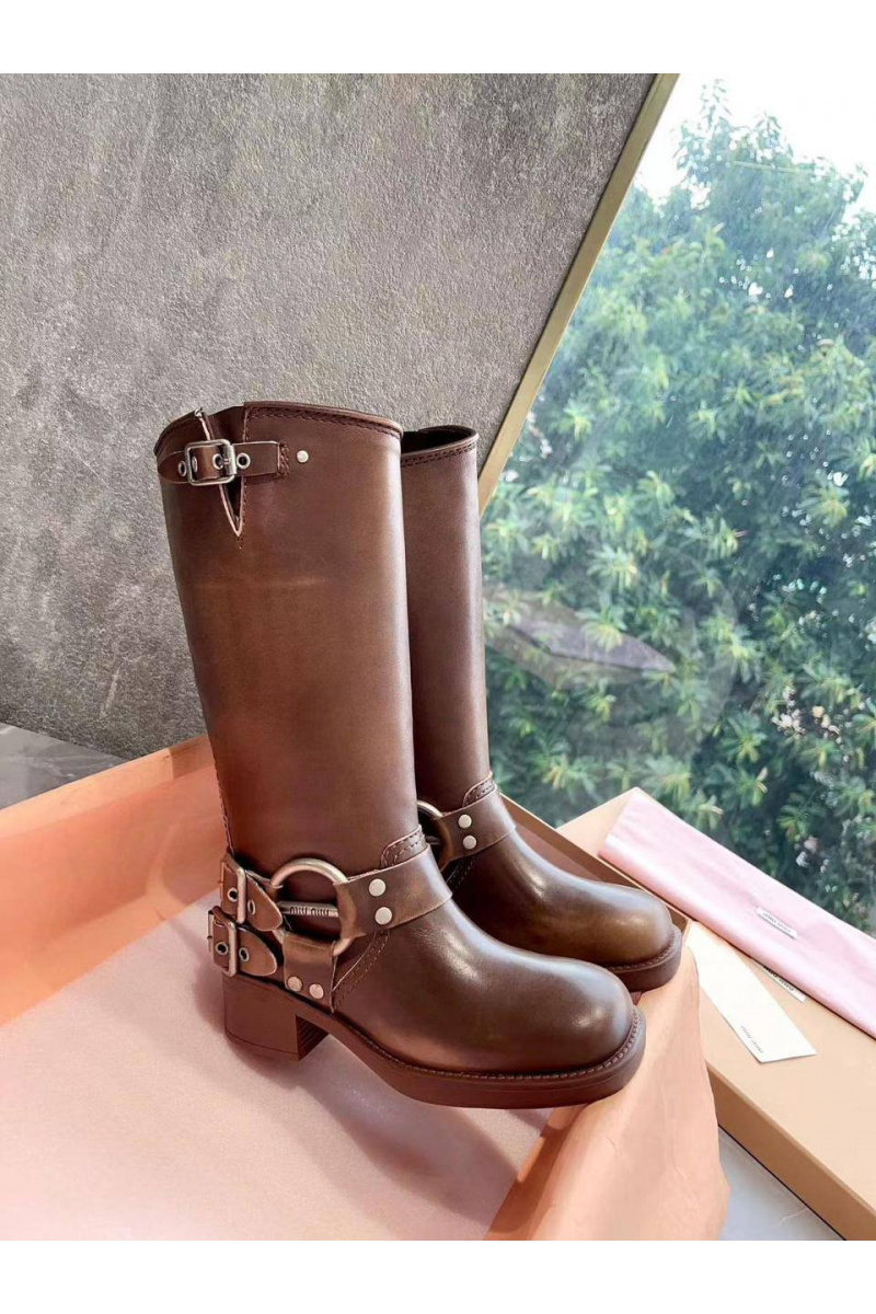 MIU MIU Женские кожаные сапоги Ankle Premium