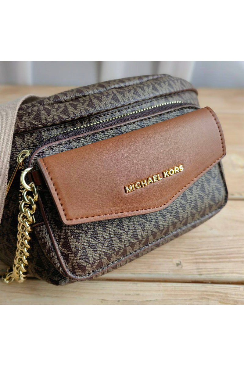 Michael Kors Кожаная поясная сумка Perry 27x14 см - Brown