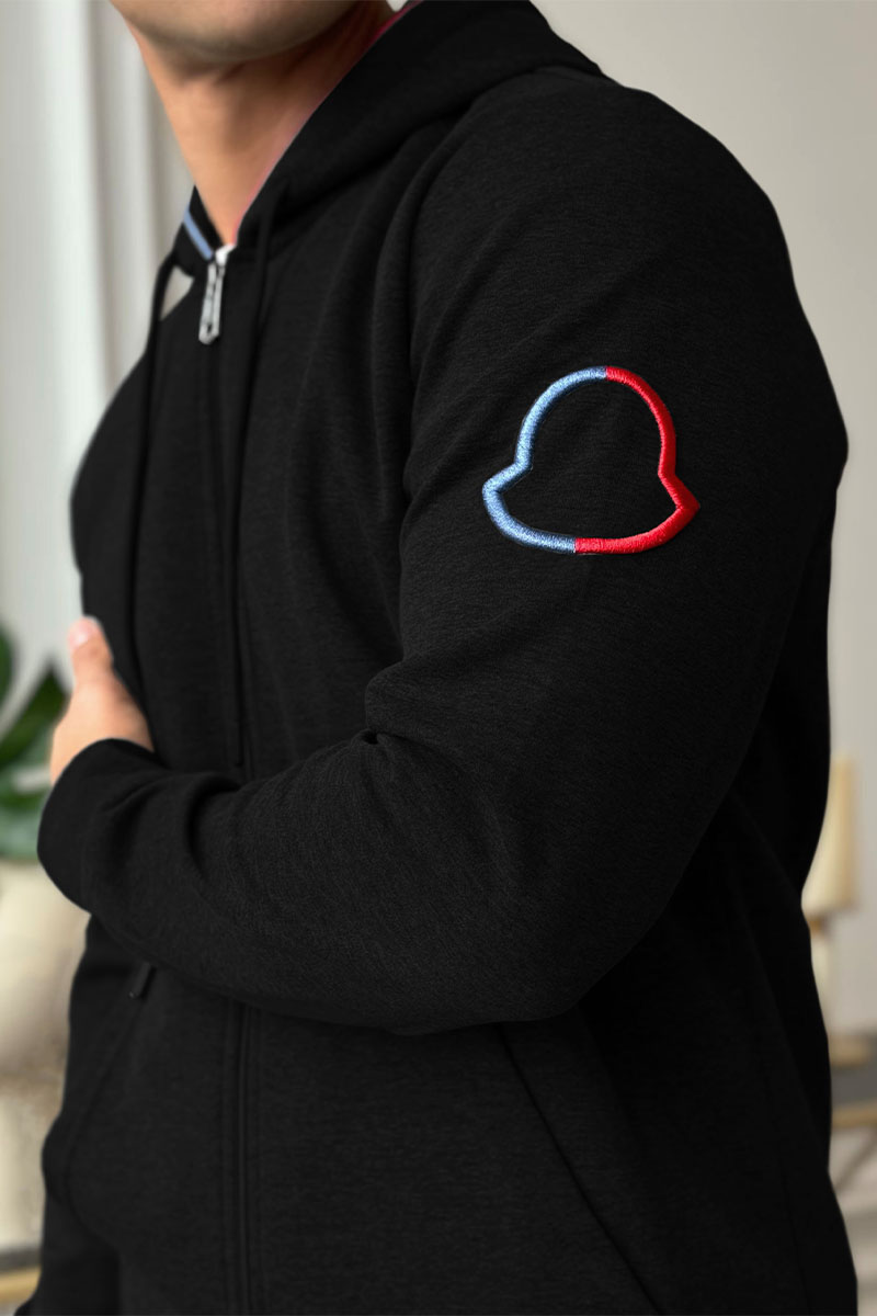 Moncler Чёрный спортивный костюм logo-embroidered 