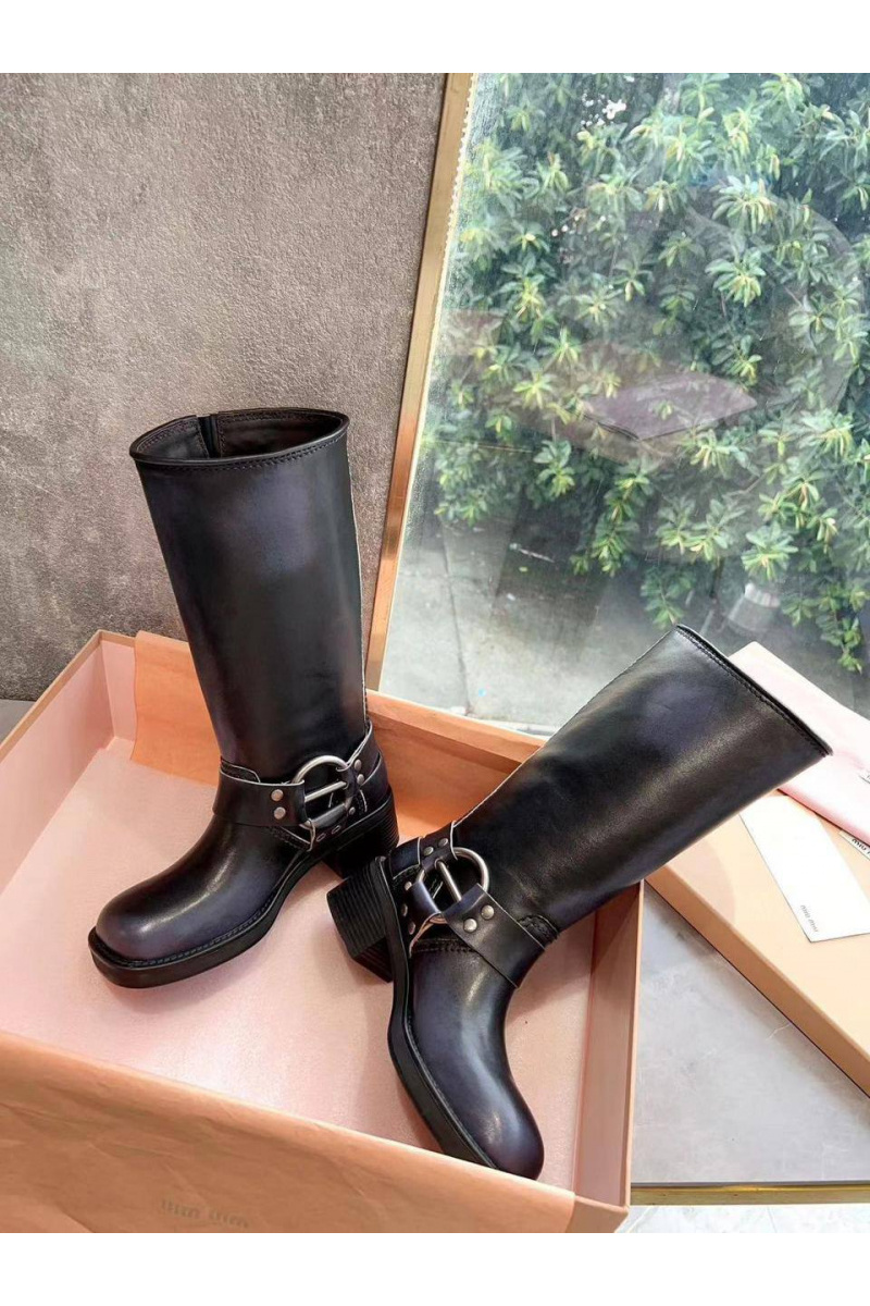 MIU MIU Женские кожаные сапоги Ankle Premium