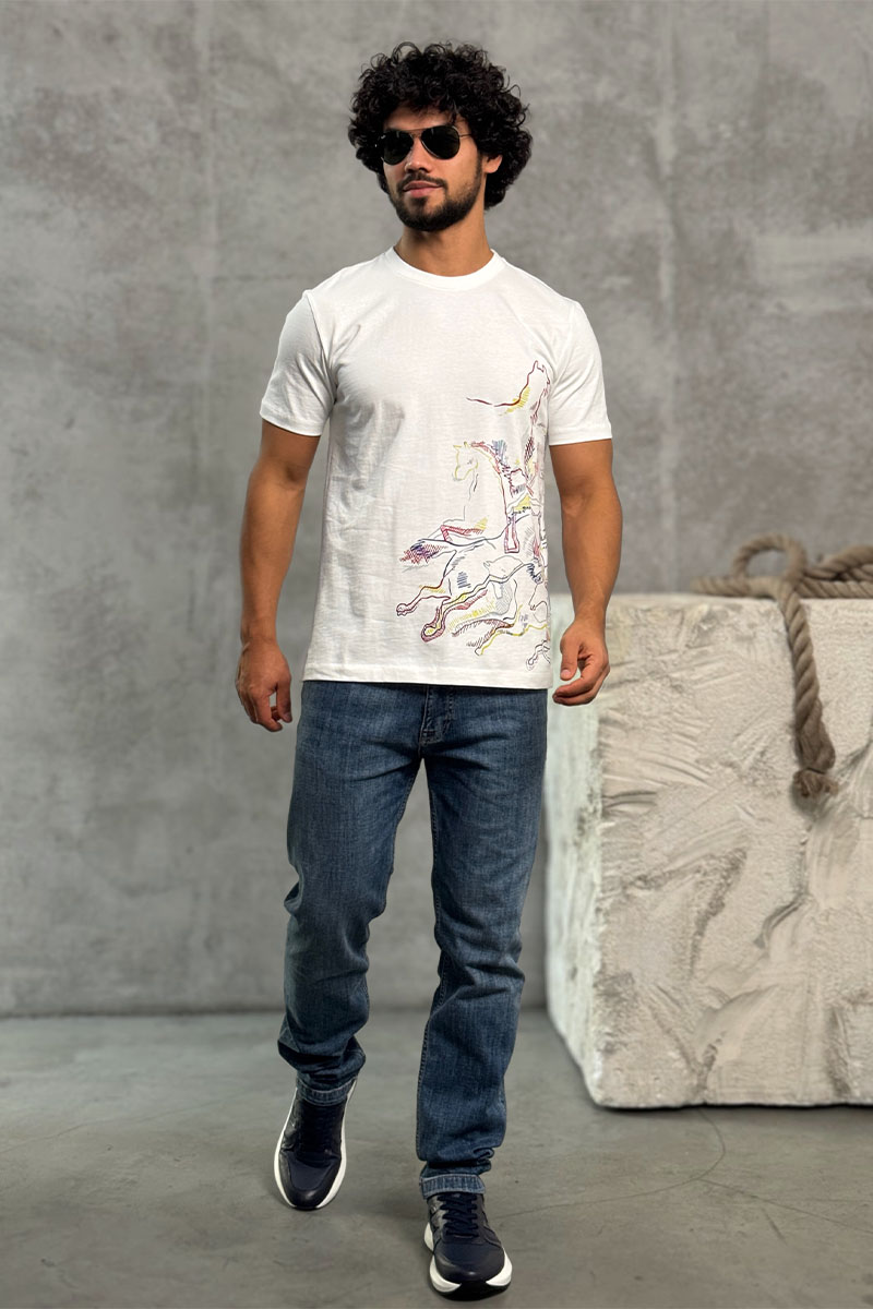 Hermes Мужская белая футболка 