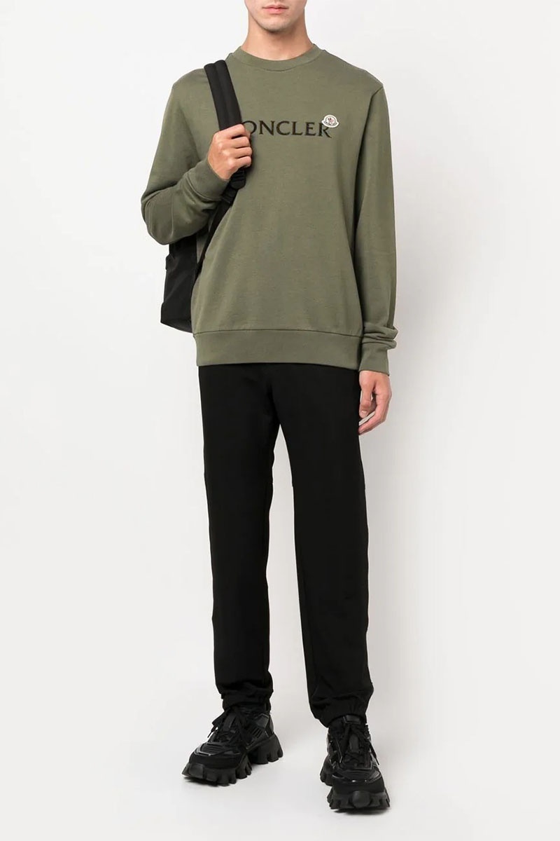 Moncler Мужской зелёный свитшот logo-patch