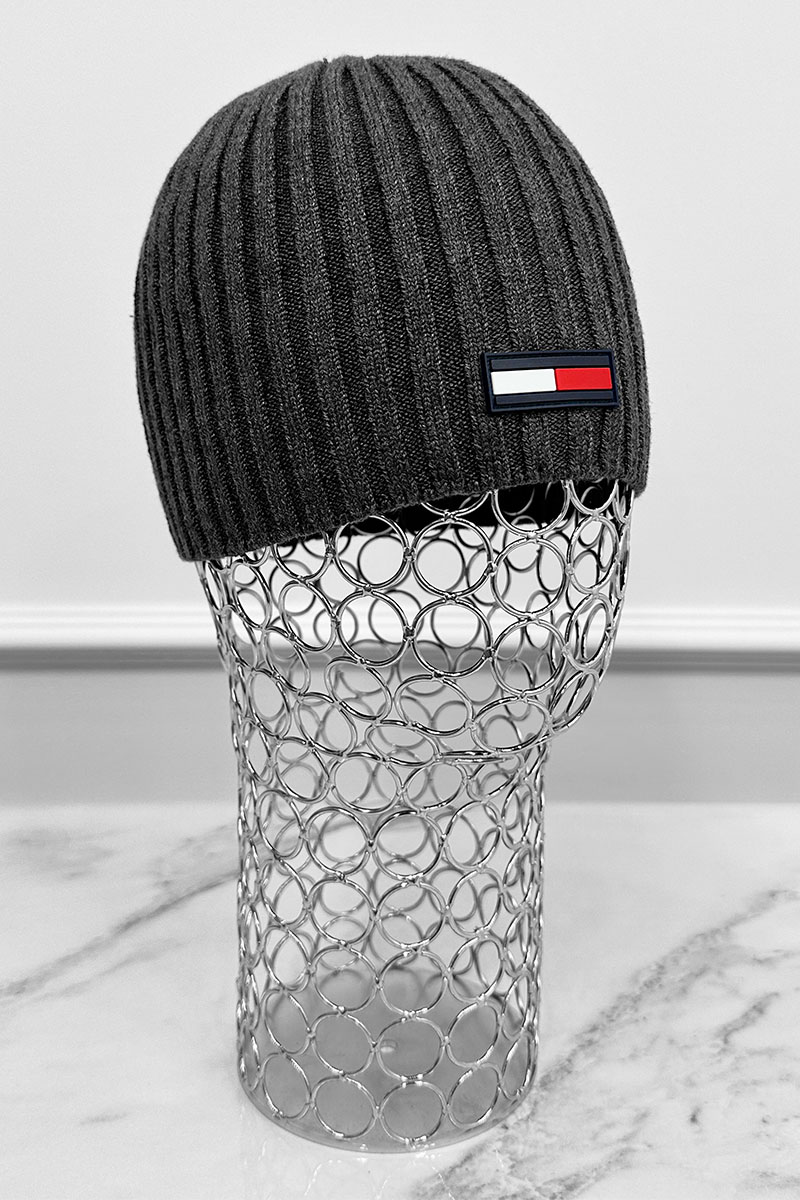 Tommy Hilfiger Мужская серая шапка logo-patch