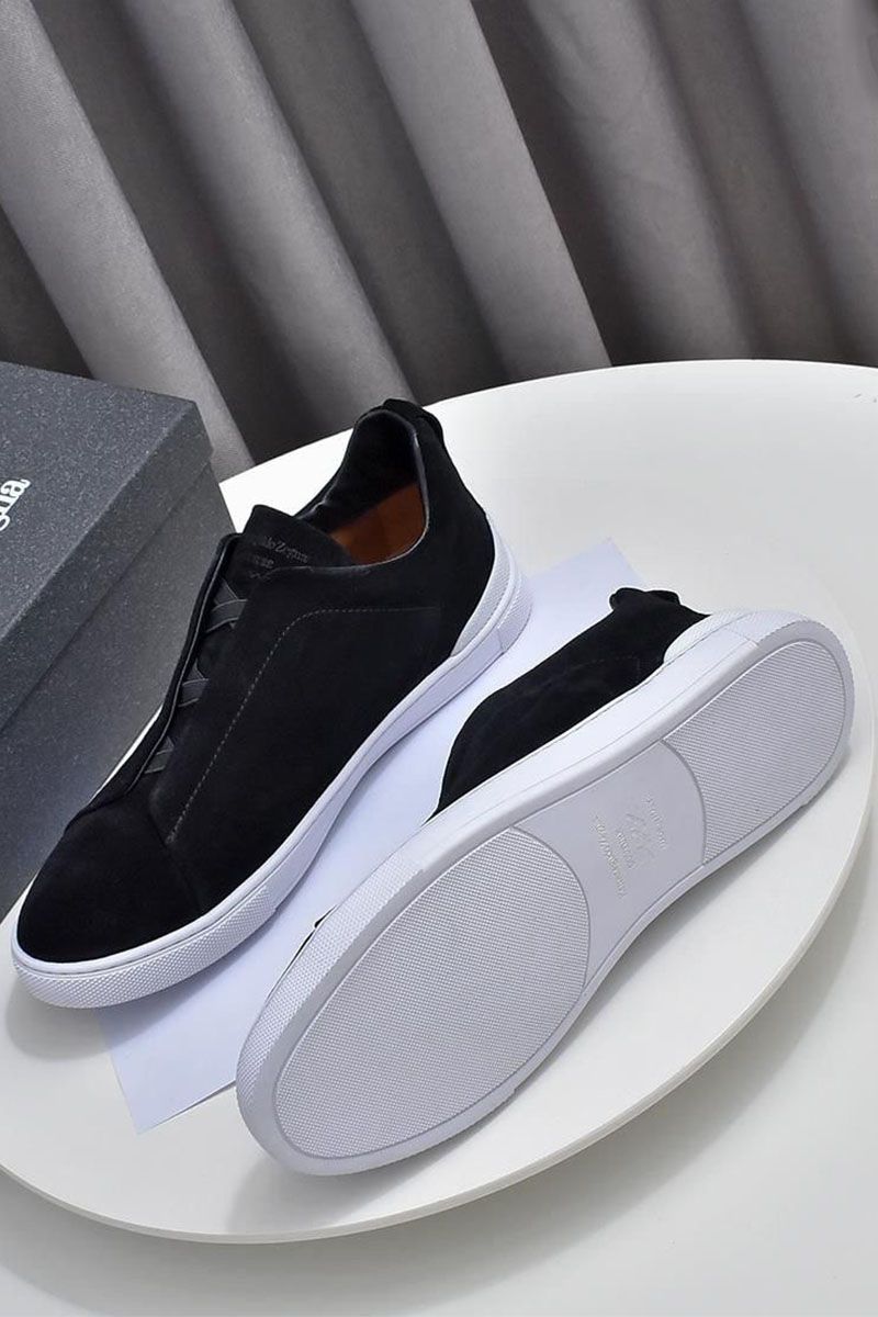 Zegna Замшевые кроссовки Triple Stitch low-top - Black