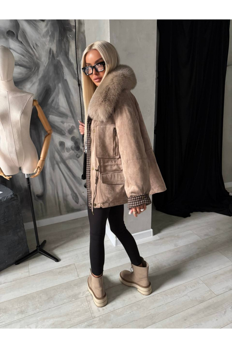 Designer Clothing Женская замшевая парка с натуральным мехом Bogerner premium