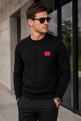 Чёрный мужской джемпер red logo label