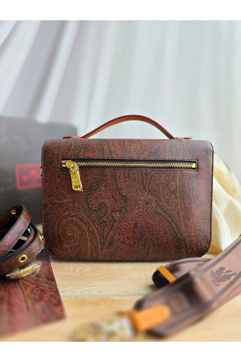 Etro Кожаная сумка с узором пейсли 24x17 см
