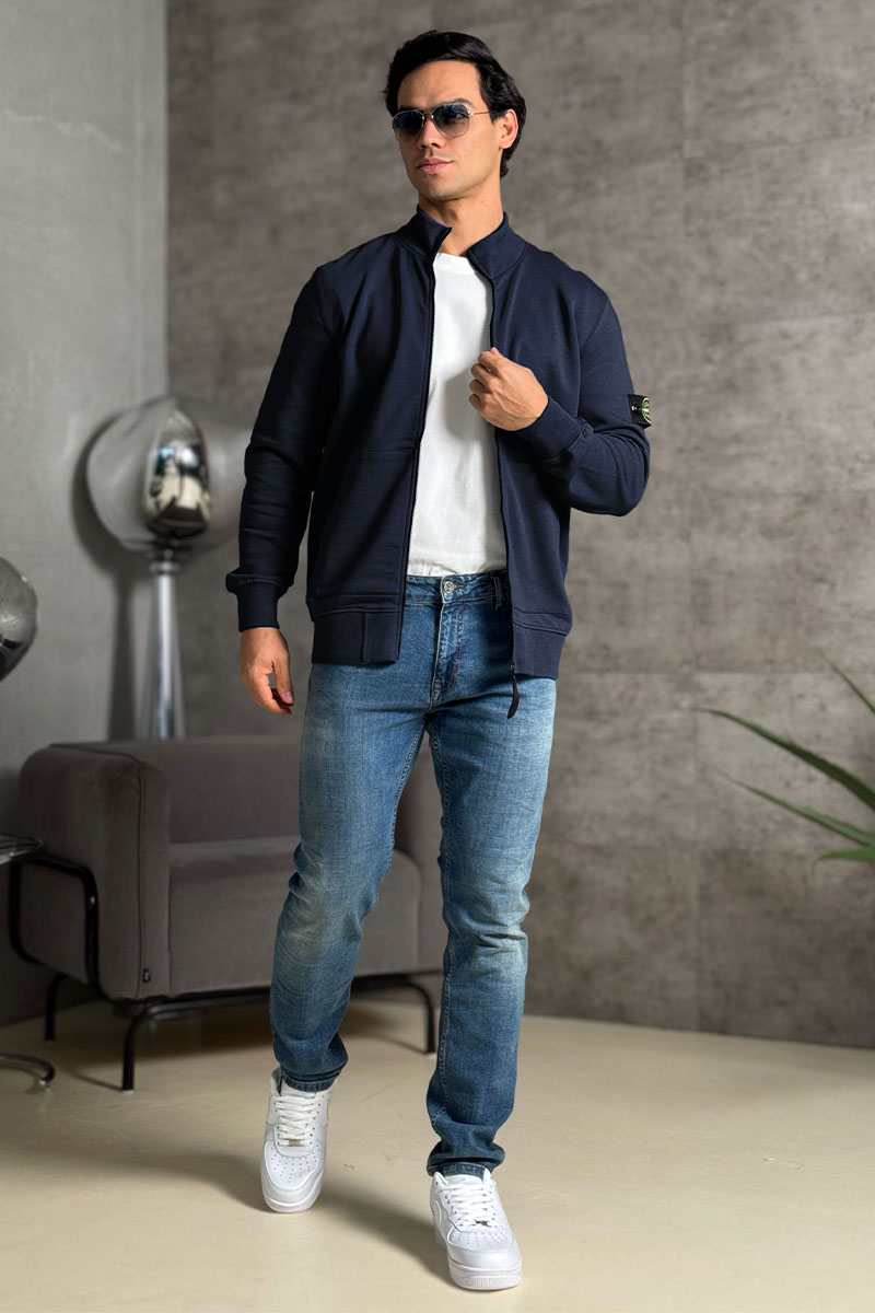 Stone Island Кофта тёмно-синего цвета Zip-Up Compass-patch