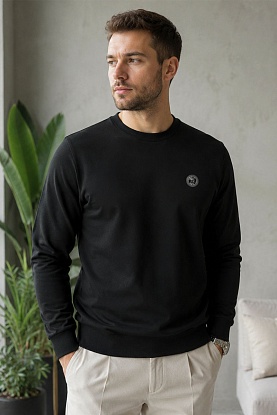 Чёрный оверсайз свитшот monogram-applique