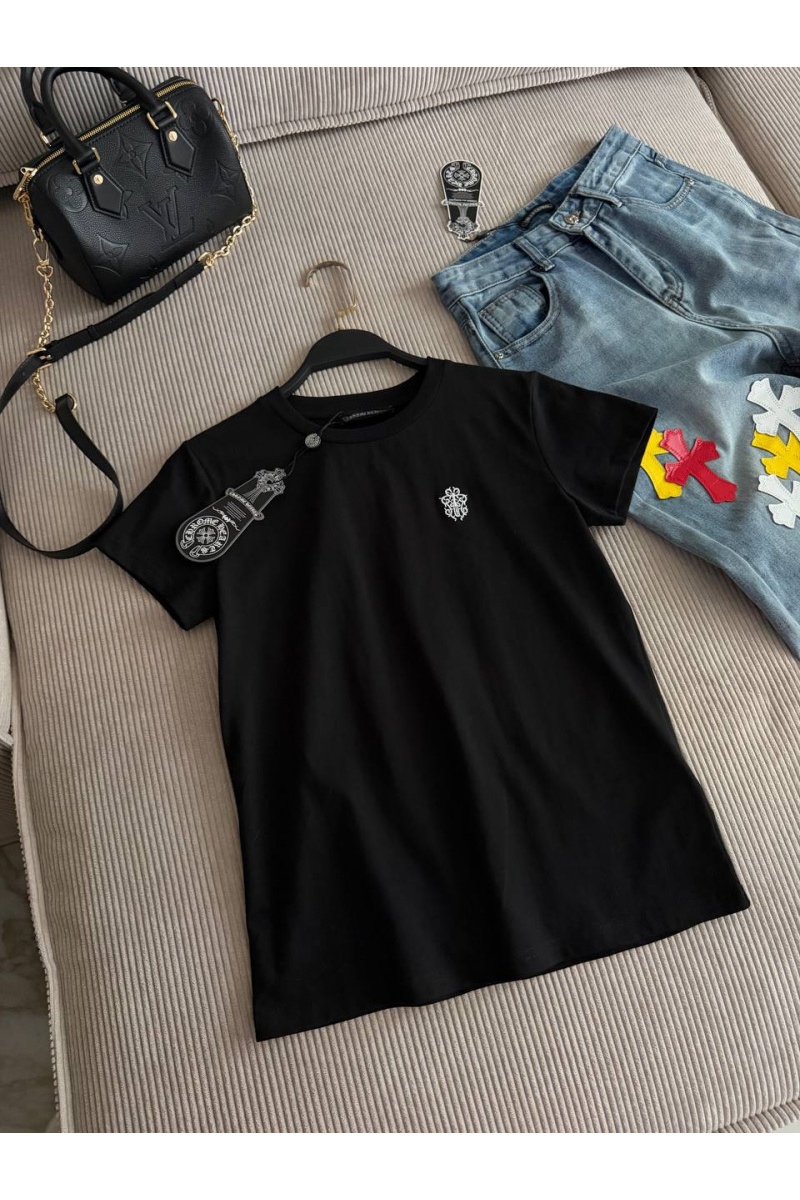 Chrome Hearts Женская чёрная футболка premium