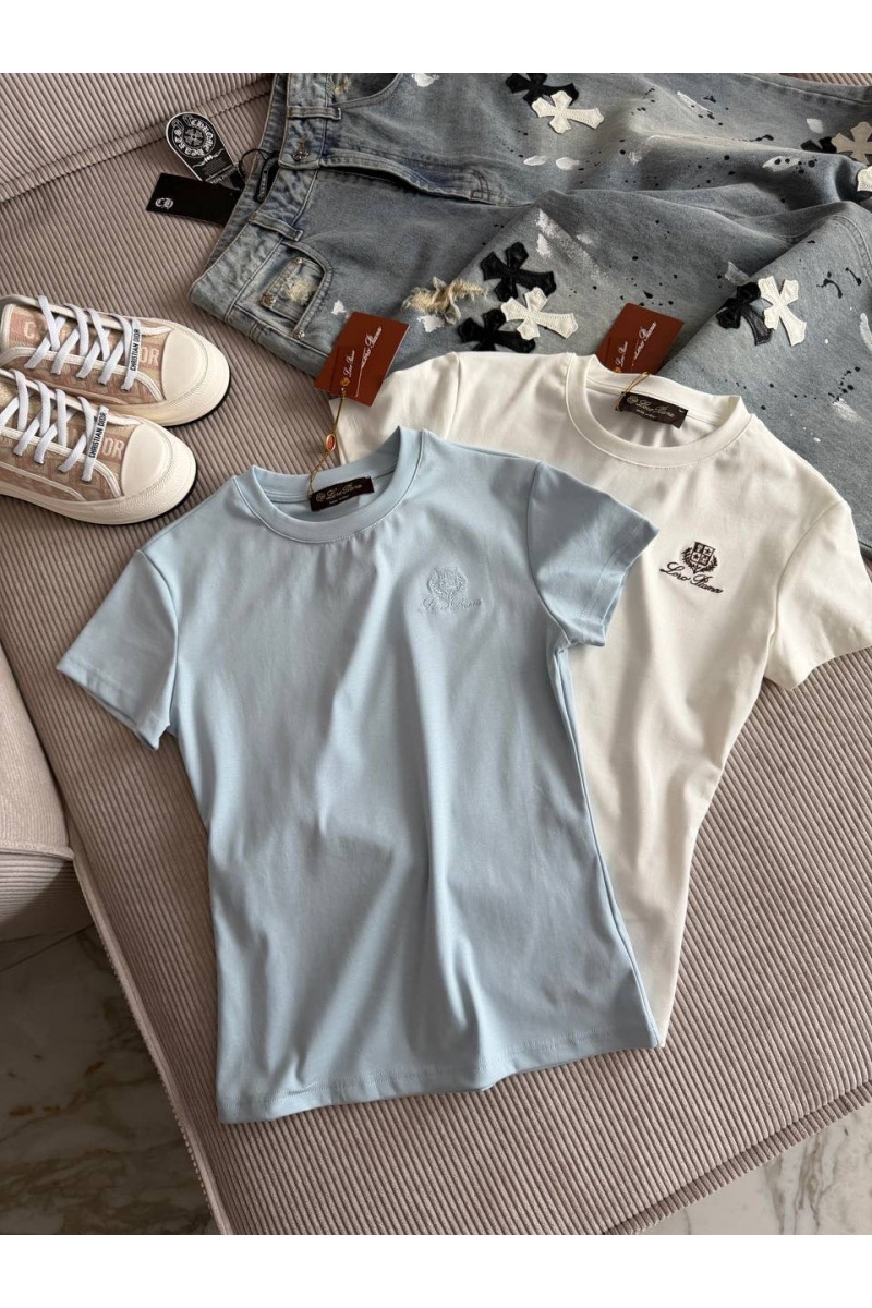 Loro Piana Женская голубая футболка premium