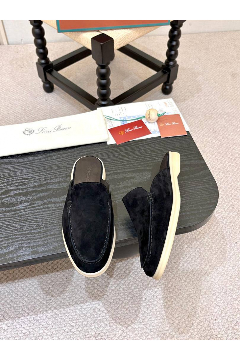 Loro Piana Мужские замшевые шлёпанцы Loro Piana