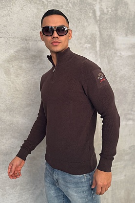 Мужской джемпер zip-up - Brown 