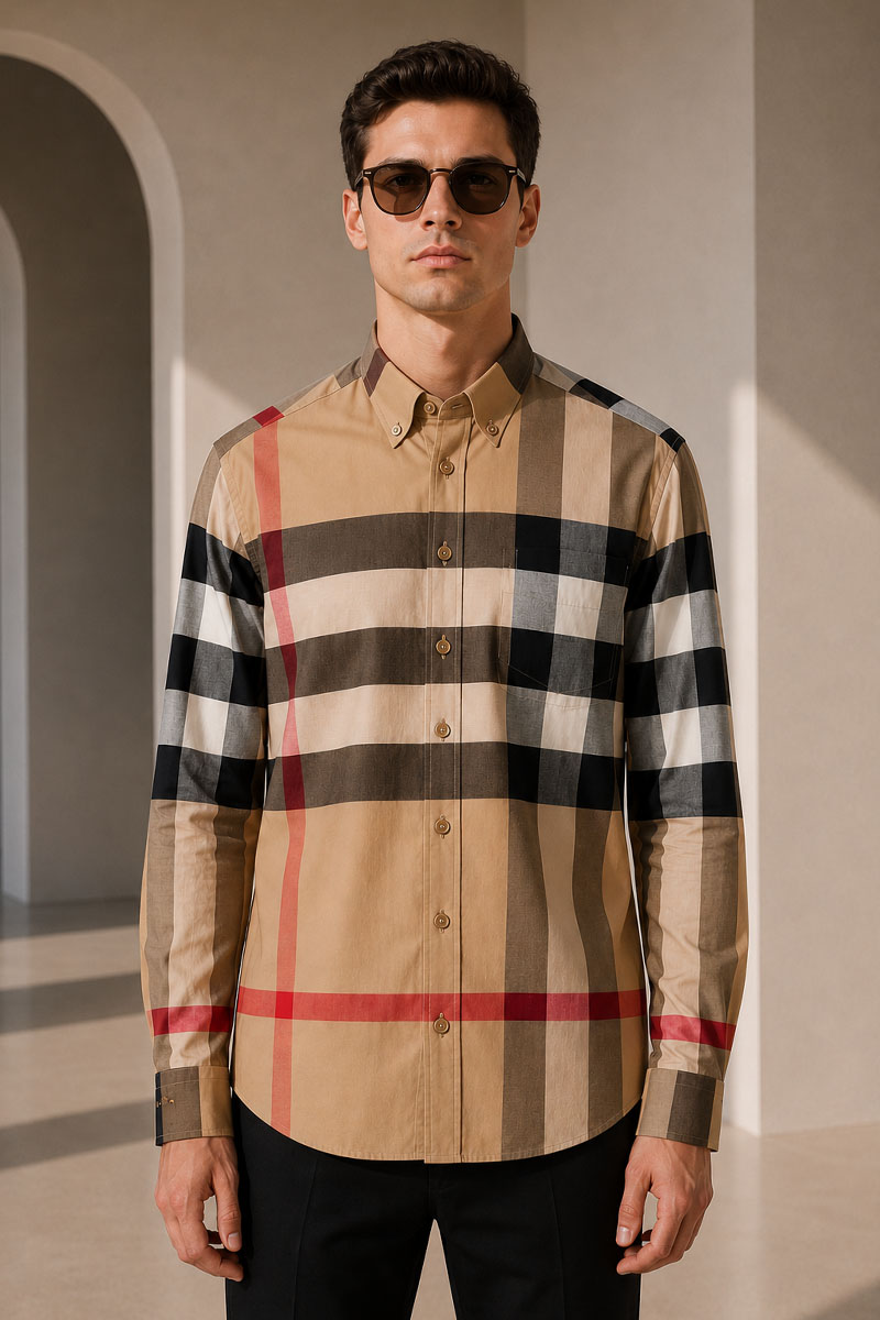 Burberry Мужская бежевая рубашка Check 