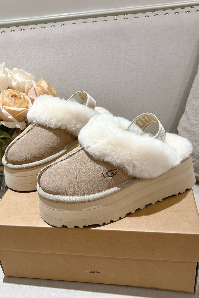 UGG Замшевые женские слиперы с мехом Funkette Platform
