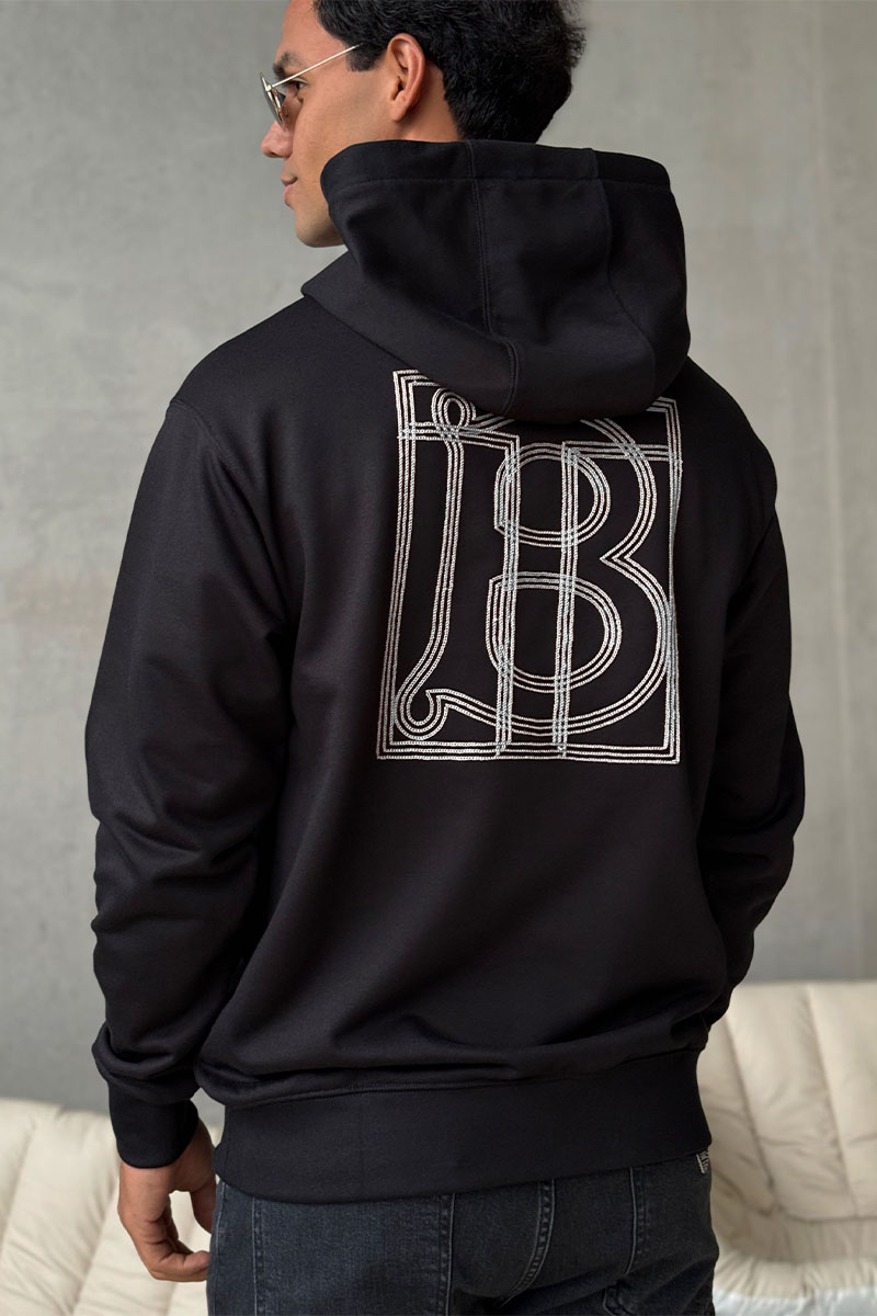 Burberry Мужское худи TB Monogram logo-embroidered - Black / White