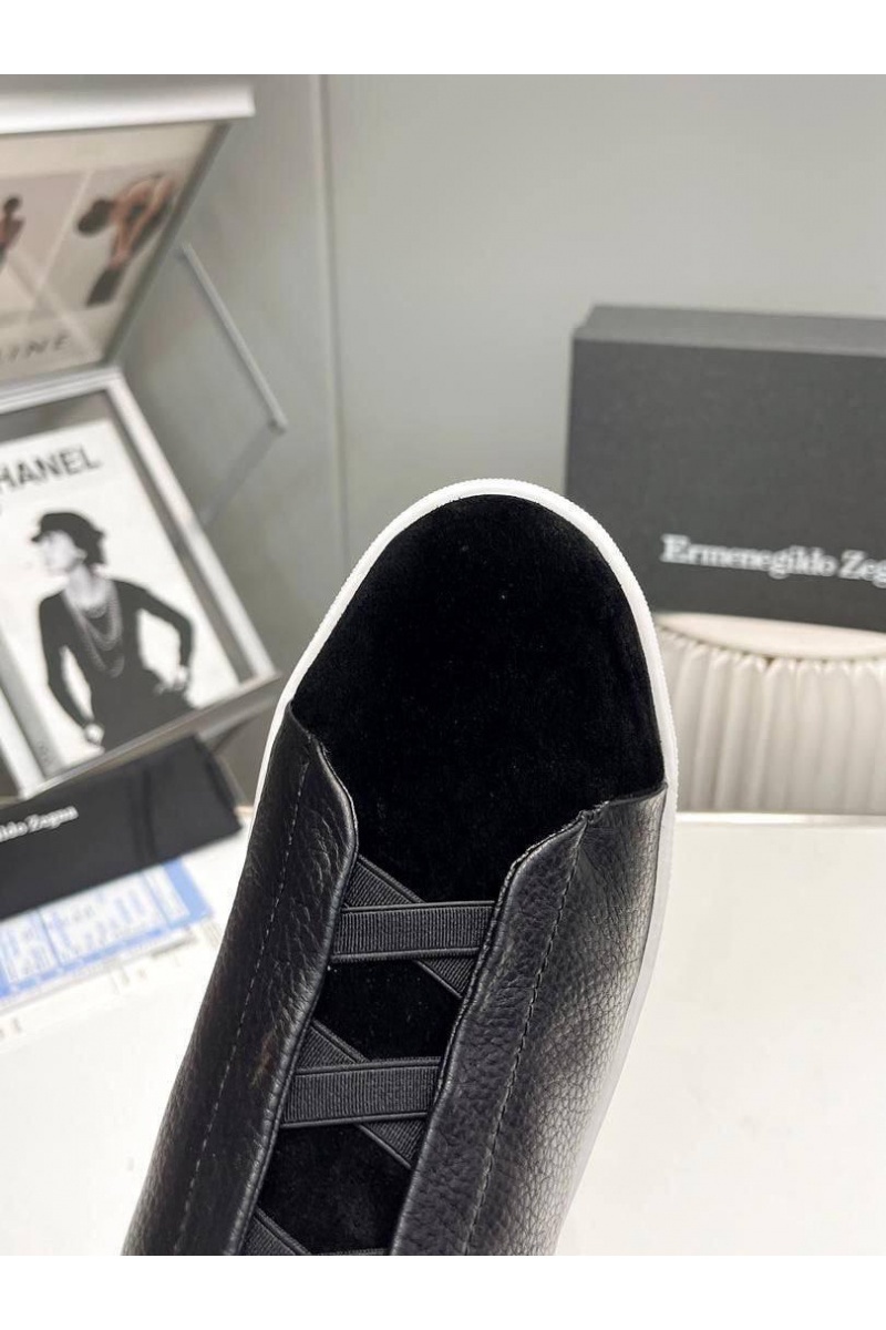 Zegna Кроссовки с мехом Triple Stitch - Black