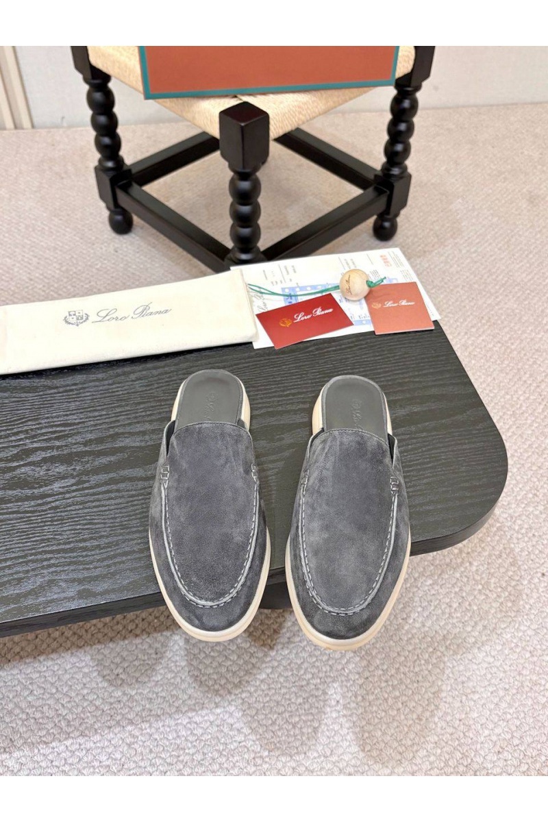 Loro Piana Мужские замшевые шлёпанцы Loro Piana