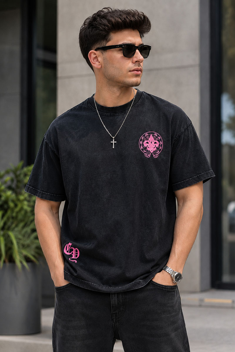 Designer Clothing Чёрная оверсайз футболка Gothic logo 
