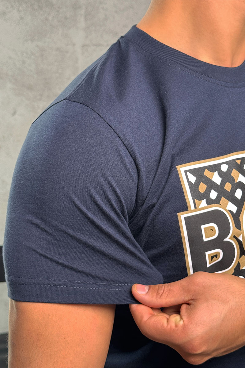 Hugо Воss Мужская синяя футболка logo-print