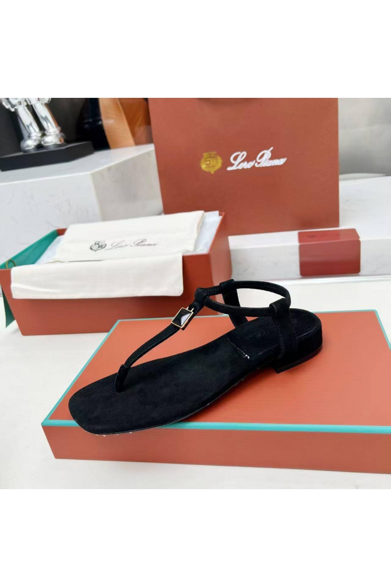 Loro Piana Женские замшевые сандалии Premium - Black