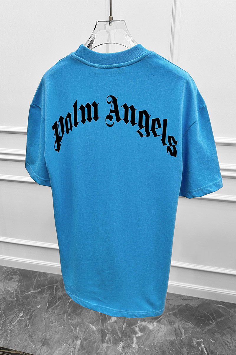 Palm Angels Голубая оверсайз футболка Leopard Bear