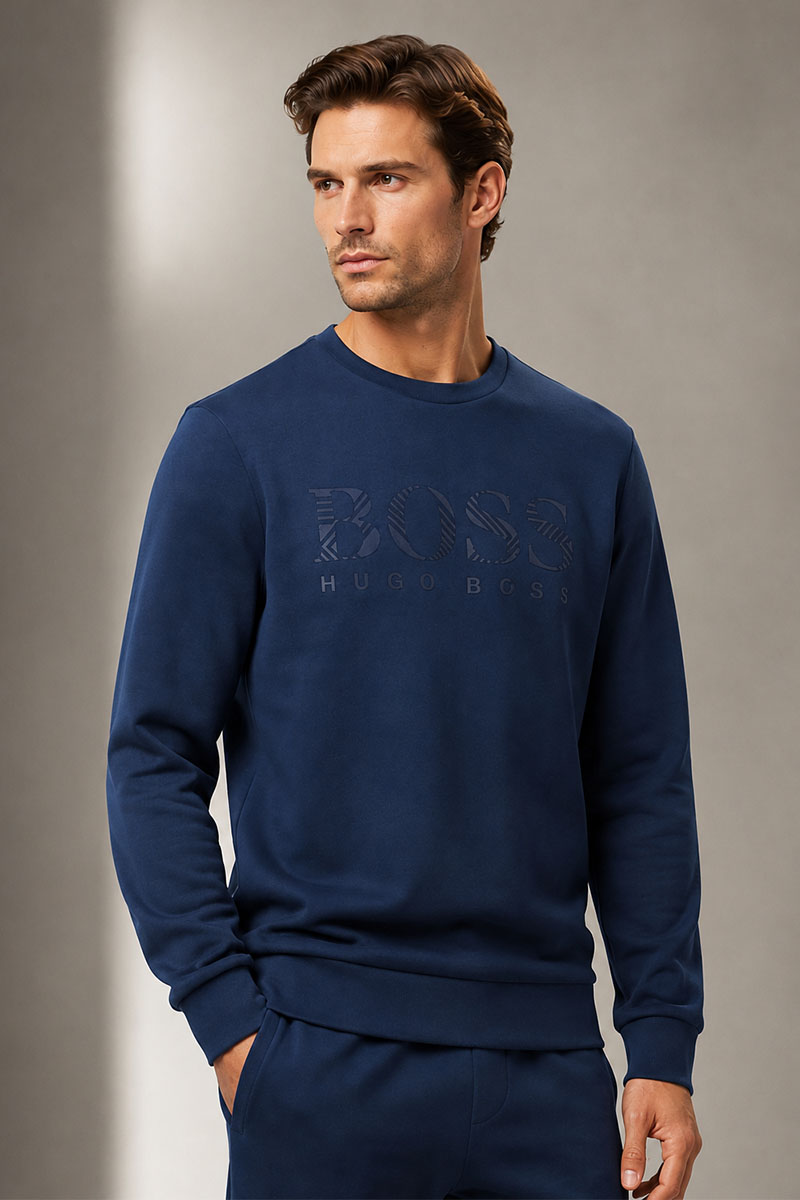 Hugо Воss Тёмно-синий мужской свитшот logo-print