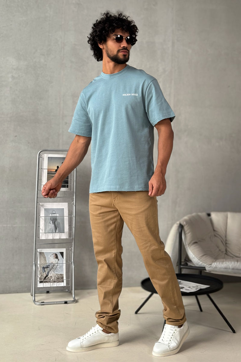 Designer Clothing Мужская синяя футболка Golden Goose (GUP01938)