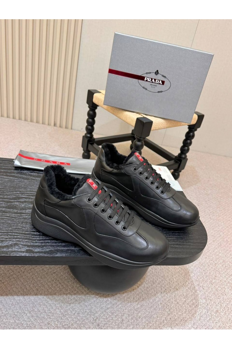 Prada Кожаные кроссовки с мехом America's Cup