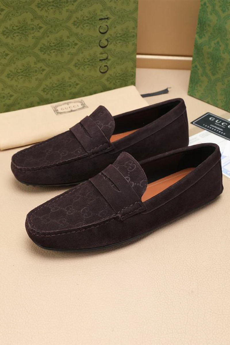 Gucci Мужские замшевые мокасины GG monogram