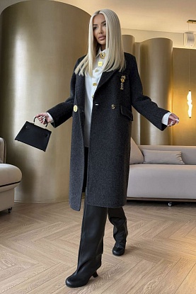 Женское шерстяное пальто Premium - Black