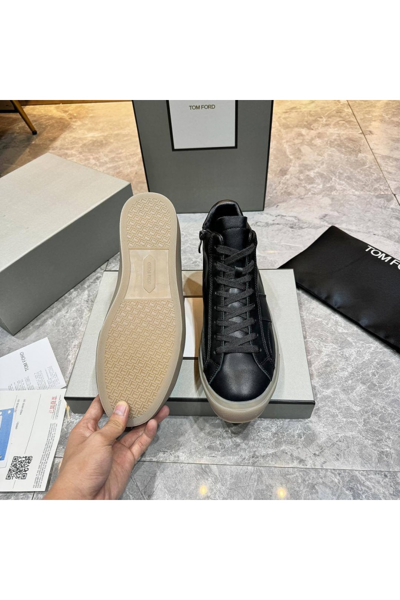 Tom Ford Кожаные кроссовки с мехом Tom Ford high-top - Black