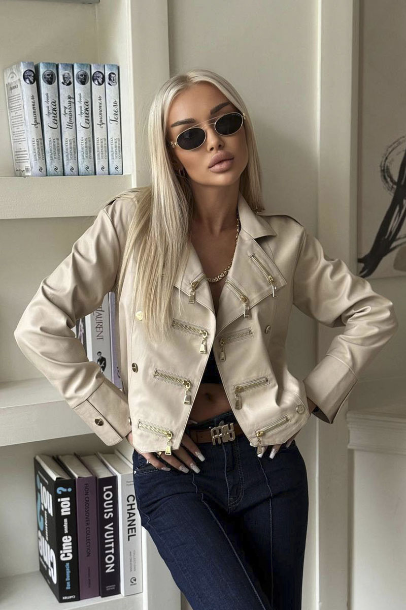 MIU MIU Женская кожаная куртка premium - Beige