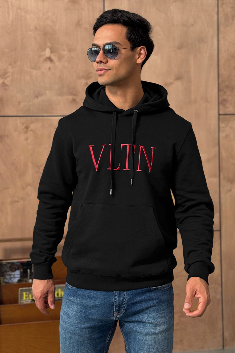 Valentino Мужское чёрное худи logo-embroidered