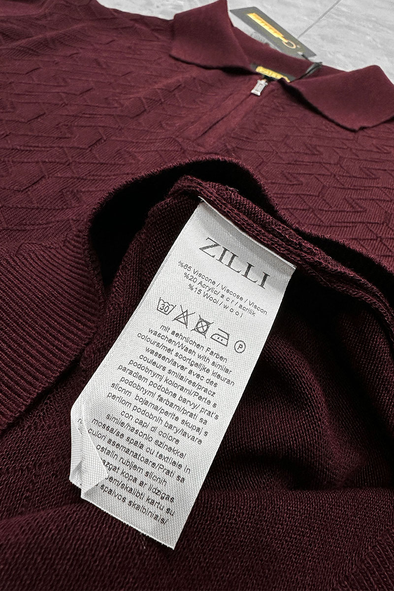 Zilli Поло с длинным рукавом zip-up - Burgundy
