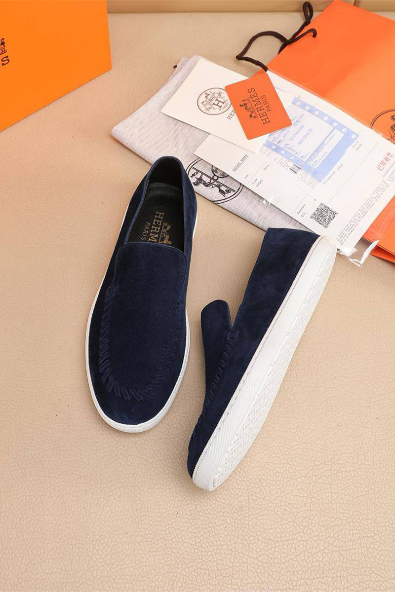 Hermes Мужские замшевые лоферы Julian - Navy