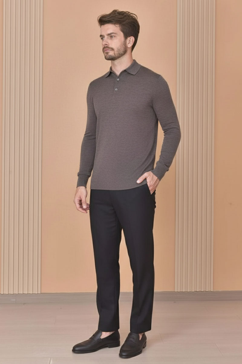 Loro Piana Поло с длинным рукавом Premium - Gray Coffee