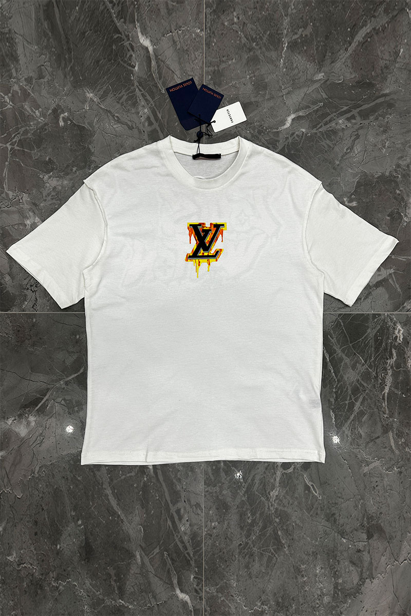 Lоuis Vuittоn Белая оверсайз футболка graffiti-logo 
