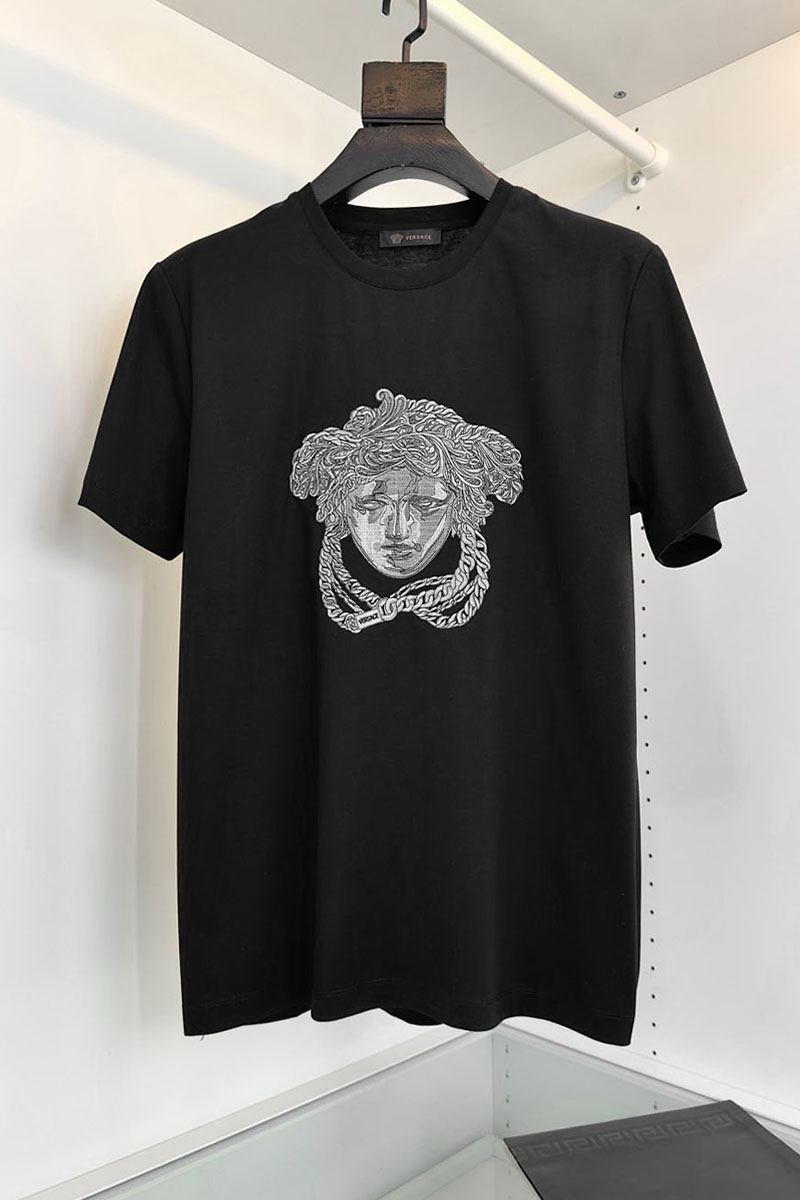 Versace Мужская футболка Medusa logo-embroidered - Black