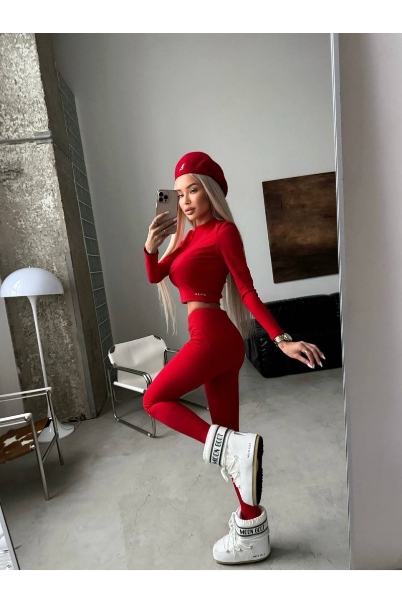 Designer Clothing Женские леггинсы на флисе красного цвета Alaia