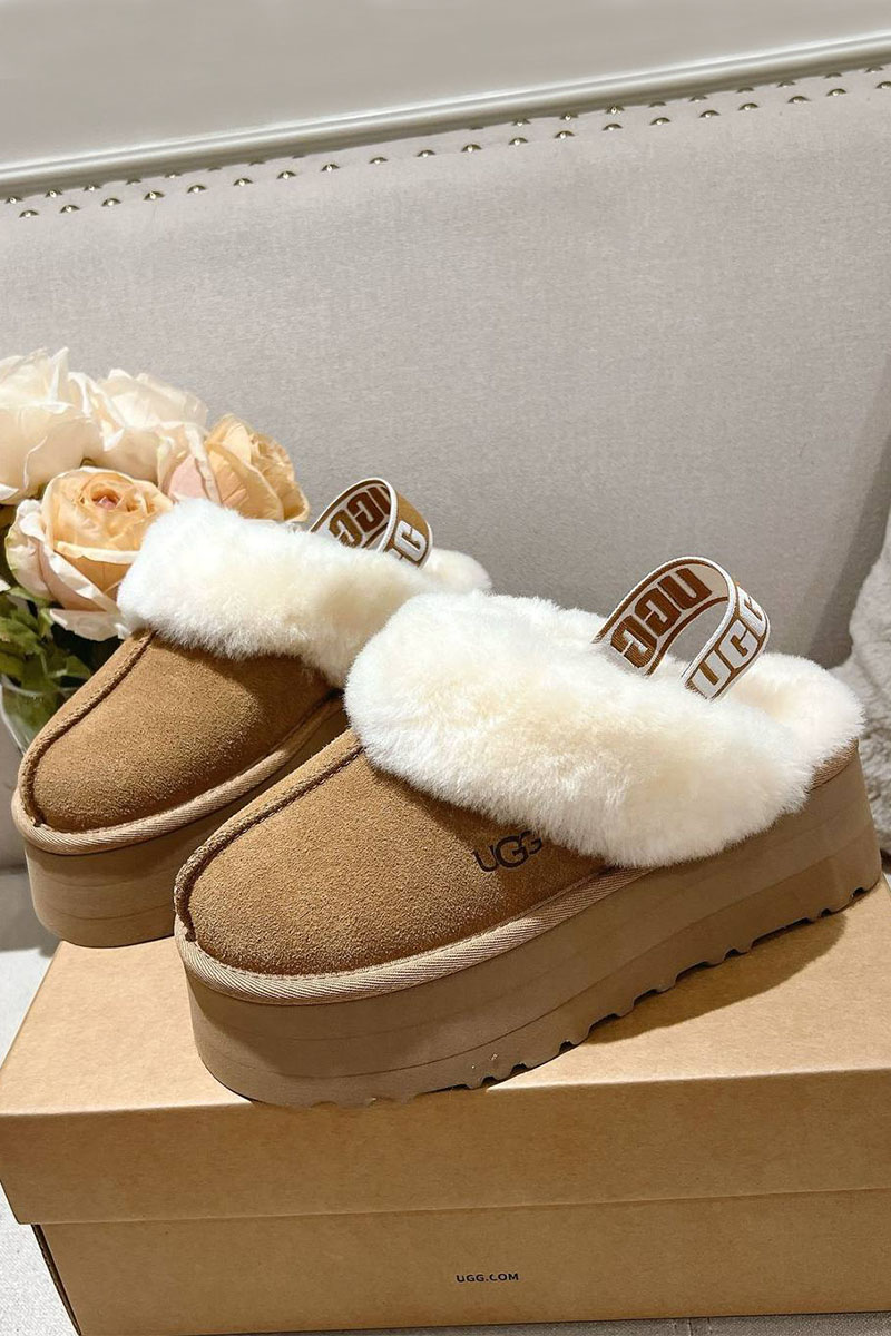 UGG Замшевые женские слиперы с мехом Funkette Platform