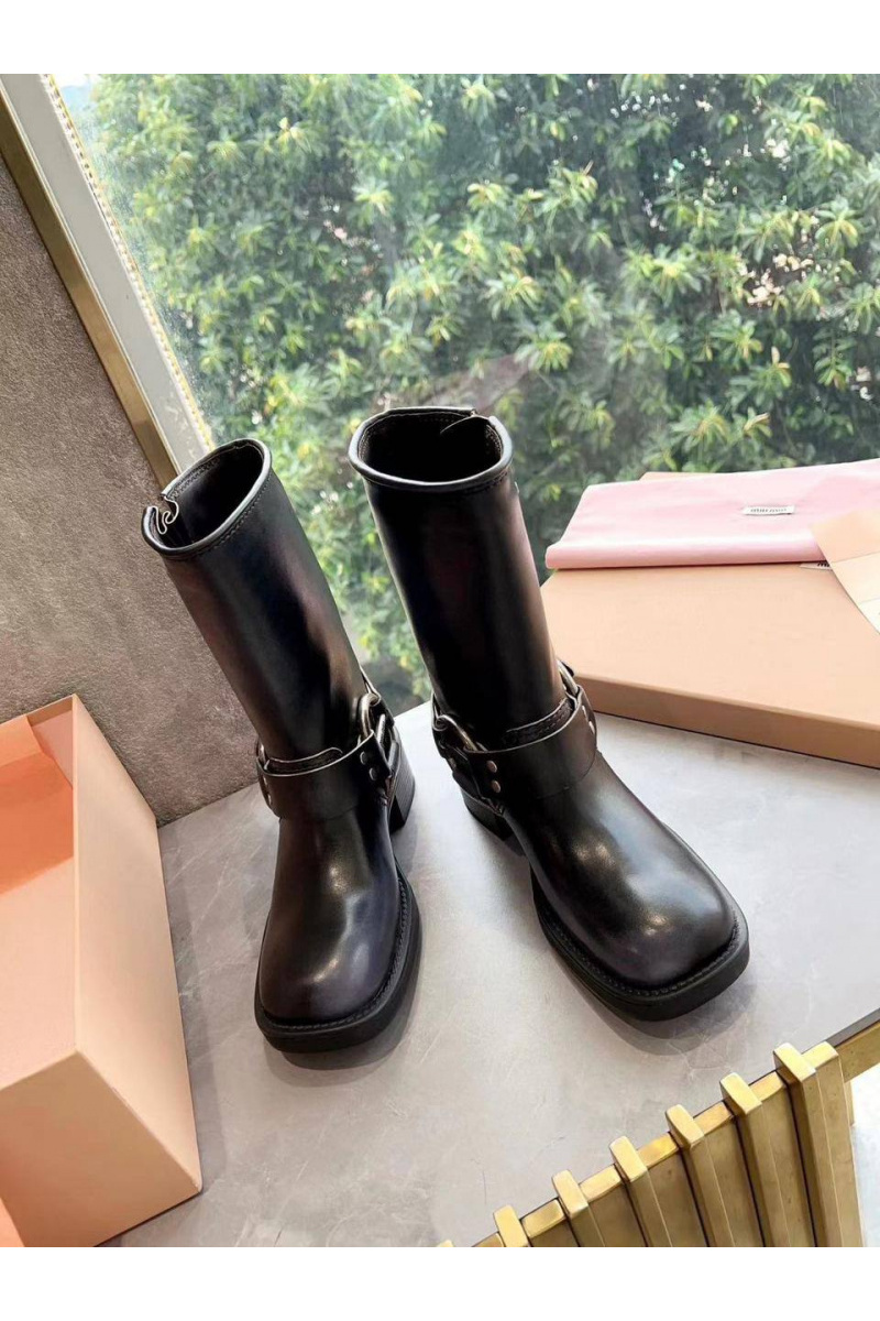 MIU MIU Женские кожаные сапоги Ankle Premium
