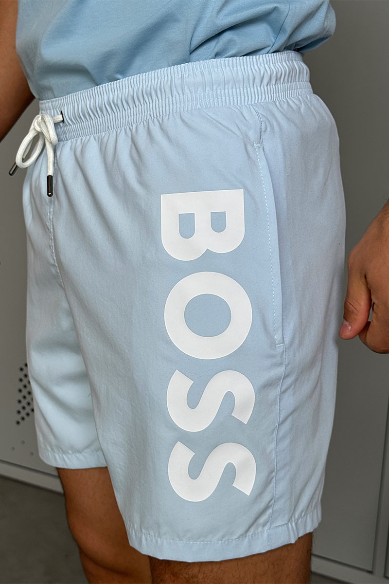Hugо Воss Мужские голубые шорты logo-print