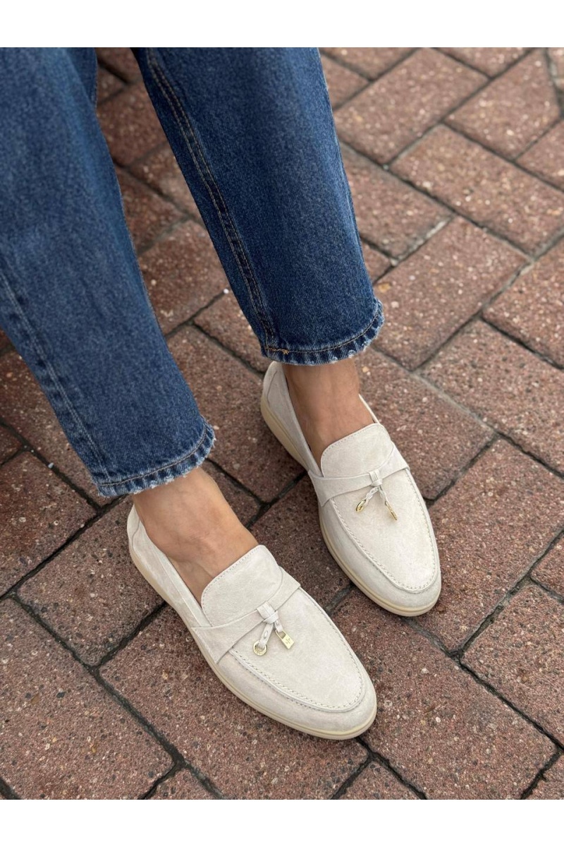 Loro Piana Женские замшевые лоферы Open Walk - Beige
