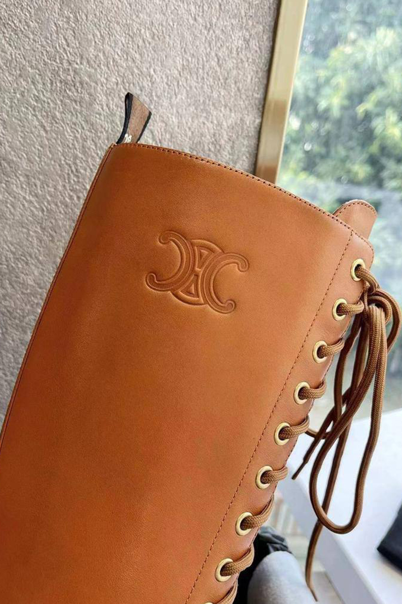Celine Женские кожаные сапоги Premium - Brown