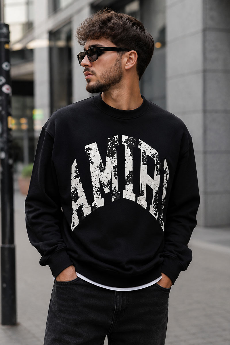 Amiri Мужской чёрный свитшот Collegiate logo-print