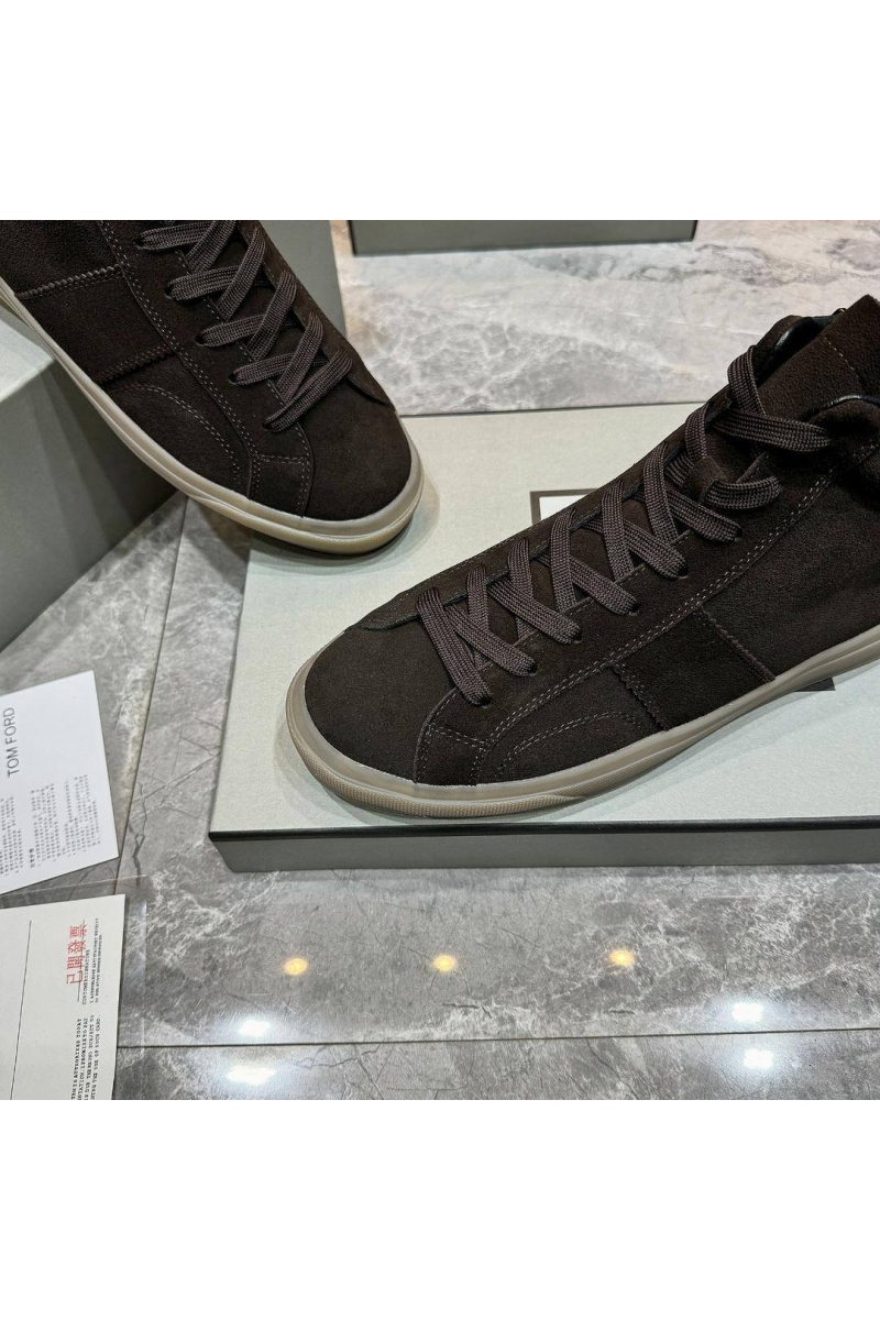 Tom Ford Замшевые кроссовки с мехом high-top - Brown