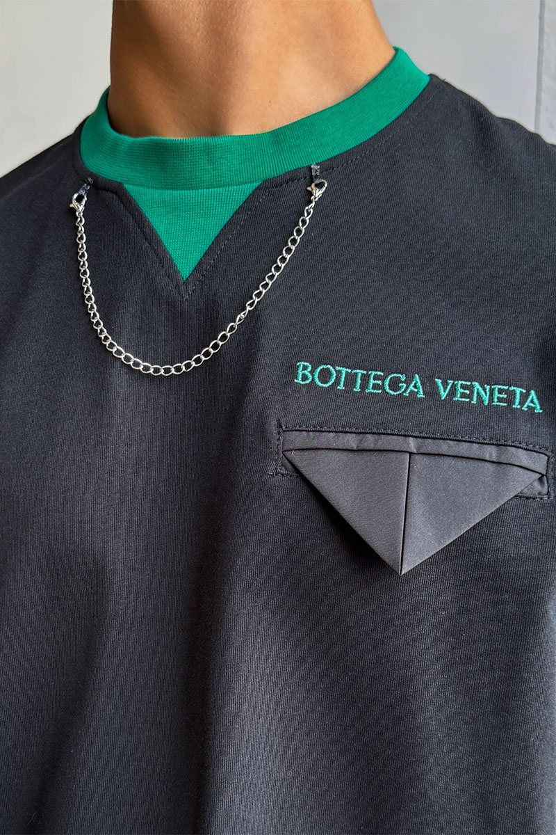 Bottega Veneta Чёрная оверсайз футболка Chain
