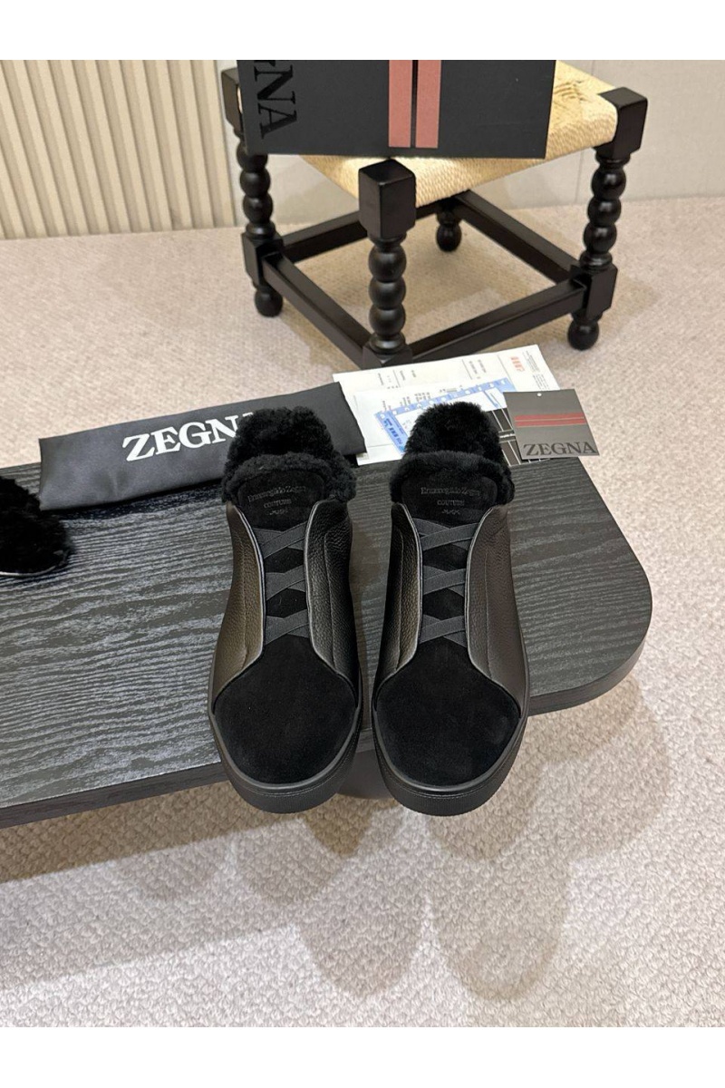 Zegna Кроссовки с мехом Triple Stitch high-top